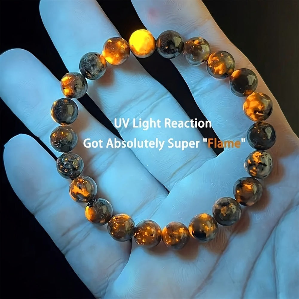 6/8/10mm Natural Flame Stone Bead Bracelet