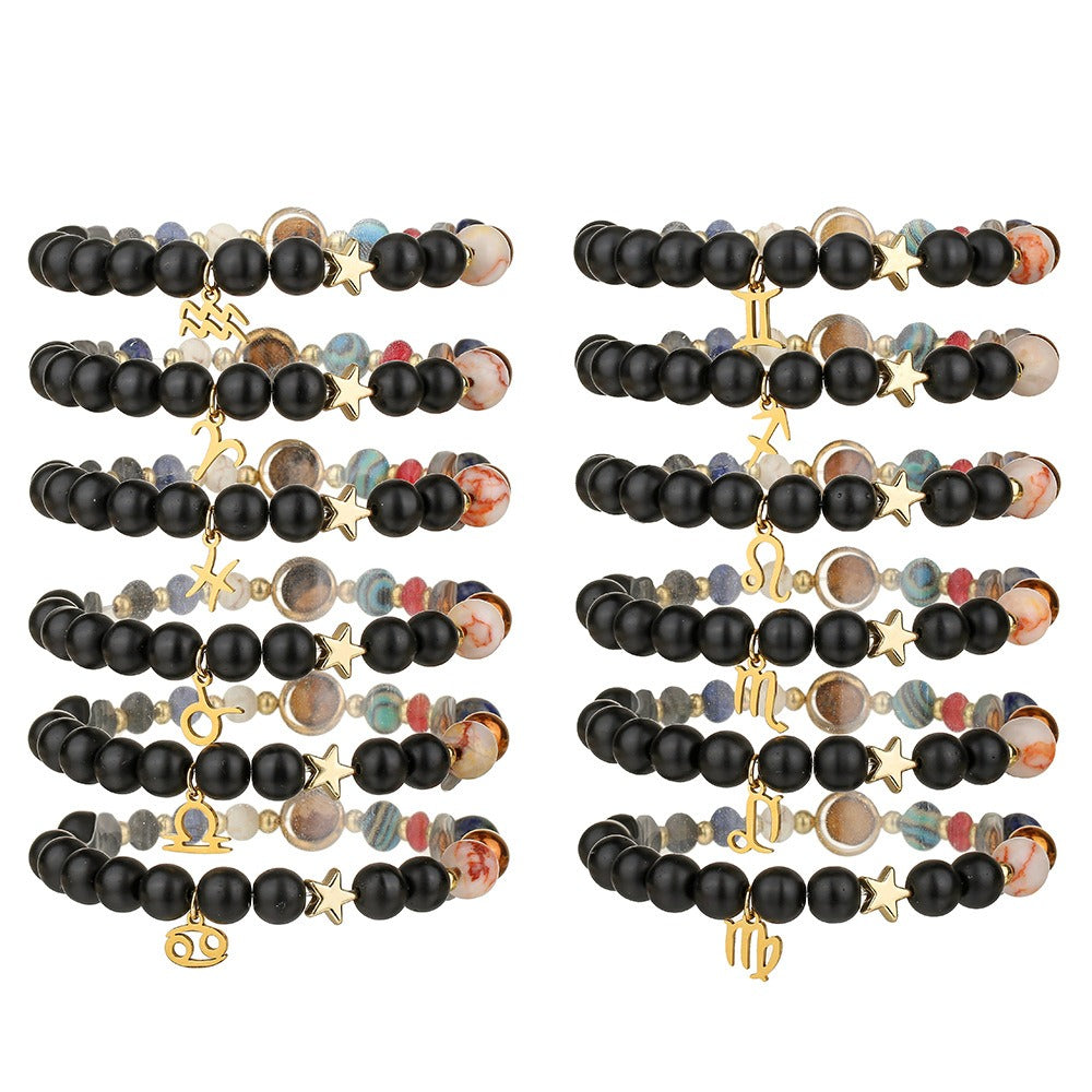 12 Constellation Handmade Bead Bracelet for Male and Female Couples