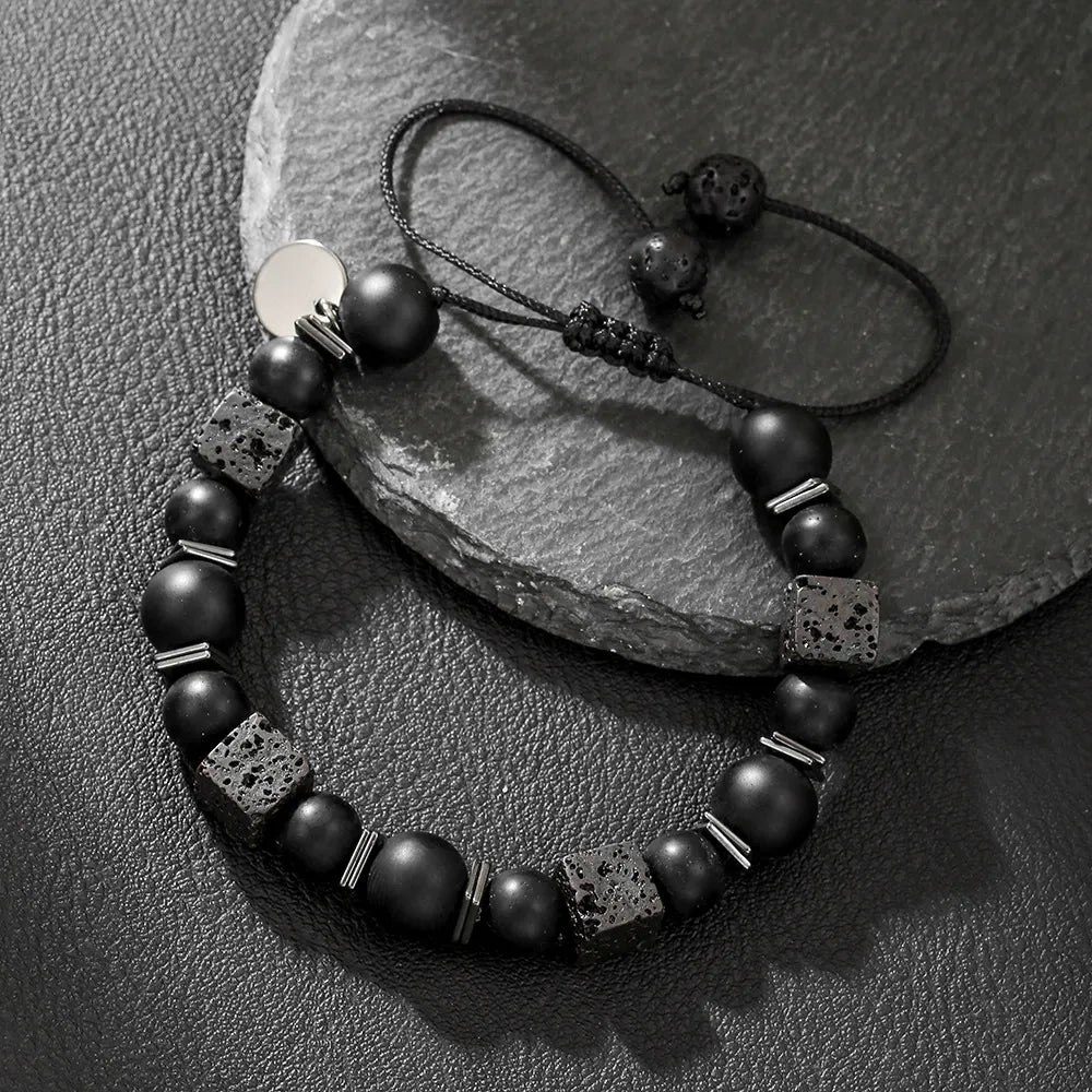 Lava Block Volcanic Stone Woven Bracelet - Absorbing Negative Energies