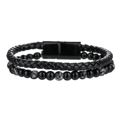 Double Layer Natural Tiger Eye Stone Volcanic Stone Bracelet