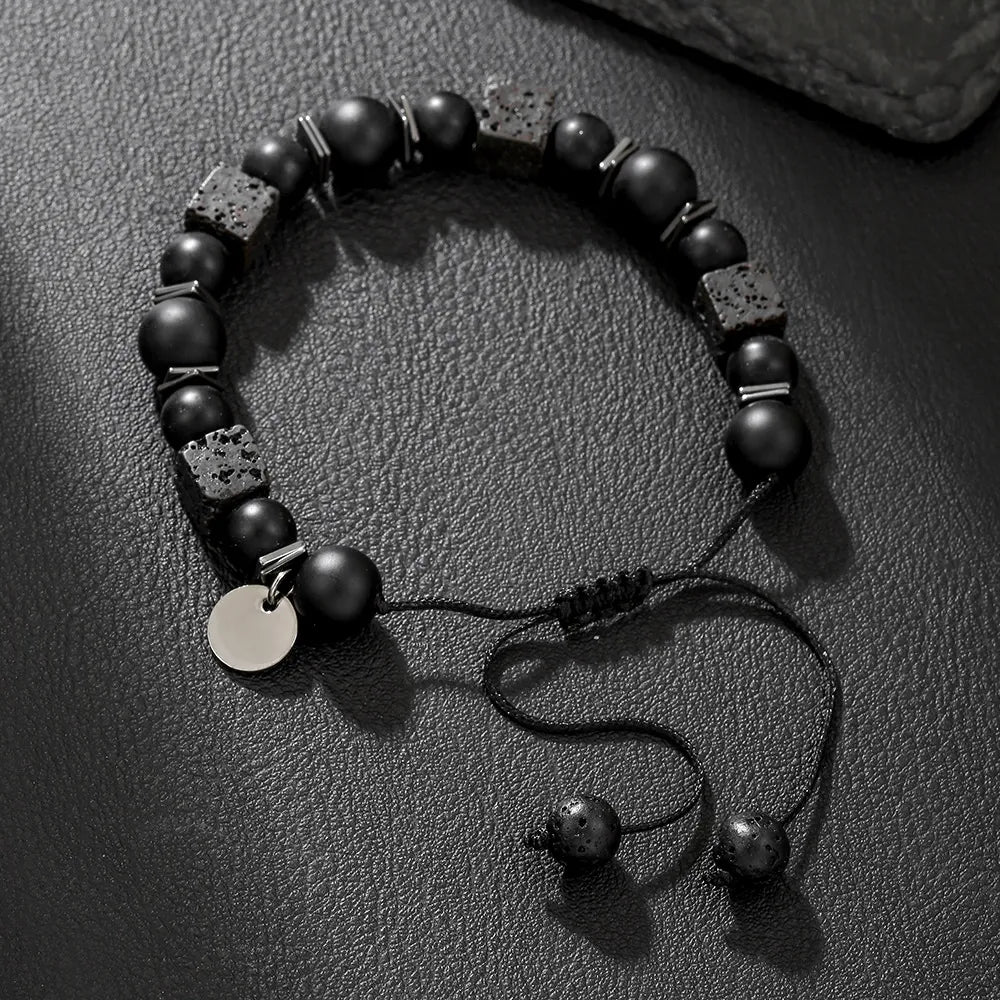 Lava Block Volcanic Stone Woven Bracelet - Absorbing Negative Energies