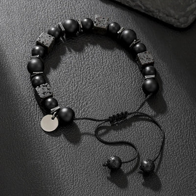 Lava Block Volcanic Stone Woven Bracelet - Absorbing Negative Energies