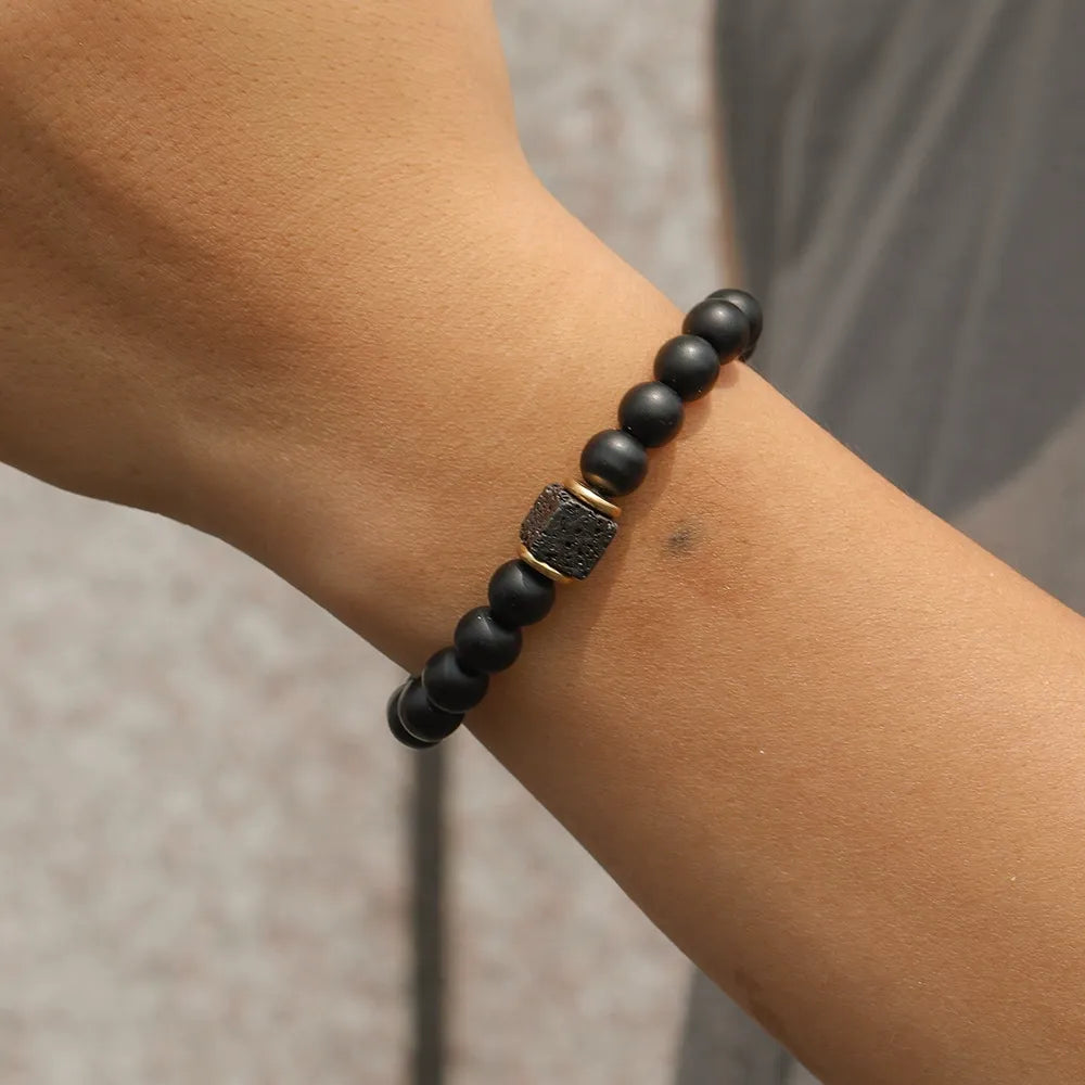 Obsidian Volcanic Bead Couple Lucky Bracelet