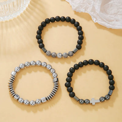 Men's Bead Elastic Positive Transformation Bracelet Set