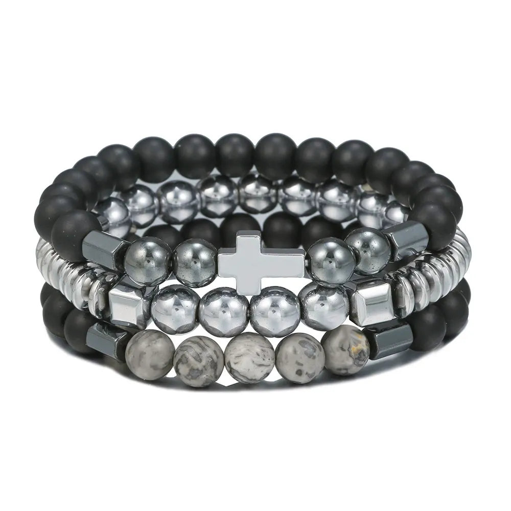 Men's Bead Elastic Positive Transformation Bracelet Set
