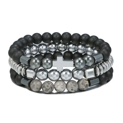 Men's Bead Elastic Positive Transformation Bracelet Set