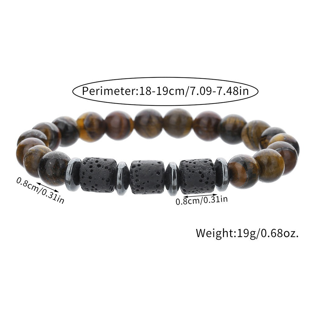 Natural Tiger Eye Volcanic Stone Bead Elastic Bracelet