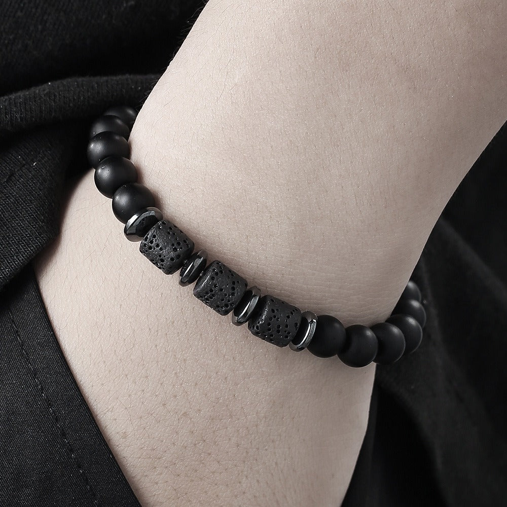 Natural Tiger Eye Volcanic Stone Bead Elastic Bracelet