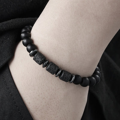 Natural Tiger Eye Volcanic Stone Bead Elastic Bracelet