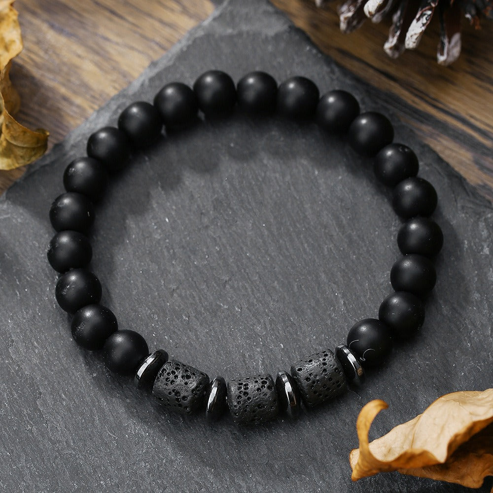 Natural Tiger Eye Volcanic Stone Bead Elastic Bracelet