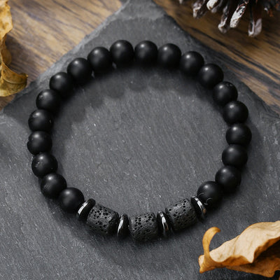 Natural Tiger Eye Volcanic Stone Bead Elastic Bracelet
