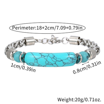 Black Agate White Turquoise Tiger Eye Stone Bead Bracelet