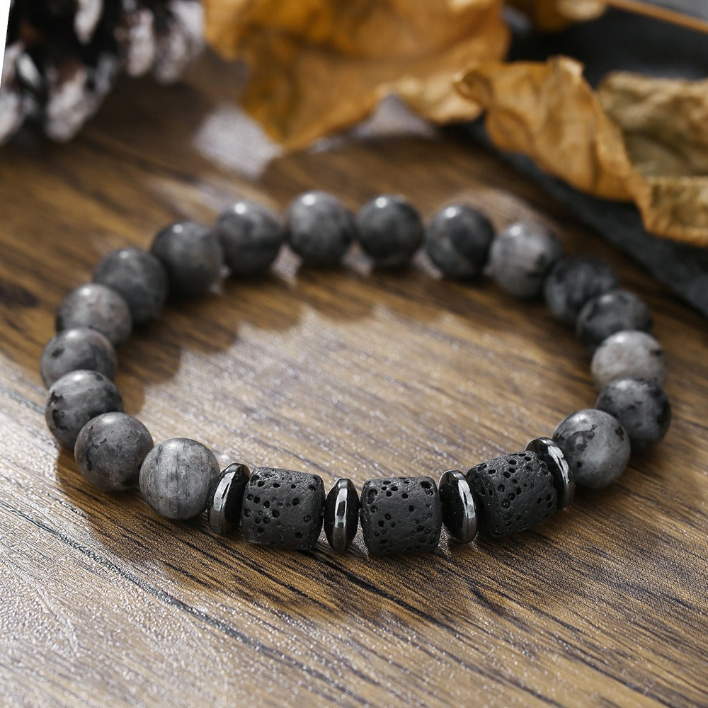 Natural Tiger Eye Volcanic Stone Bead Elastic Bracelet