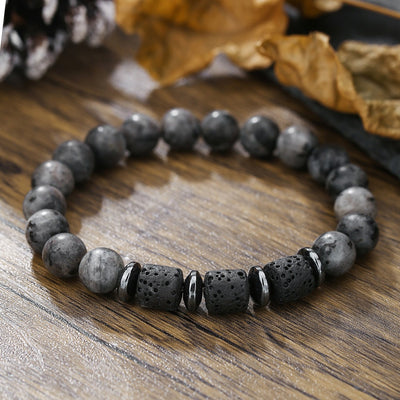 Natural Tiger Eye Volcanic Stone Bead Elastic Bracelet