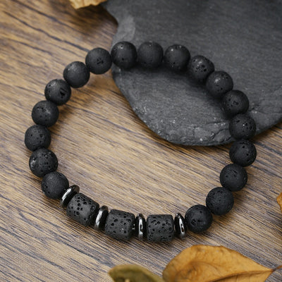 Natural Tiger Eye Volcanic Stone Bead Elastic Bracelet