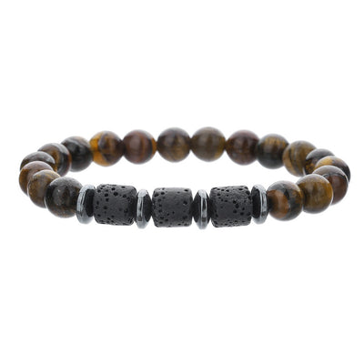 Natural Tiger Eye Volcanic Stone Bead Elastic Bracelet