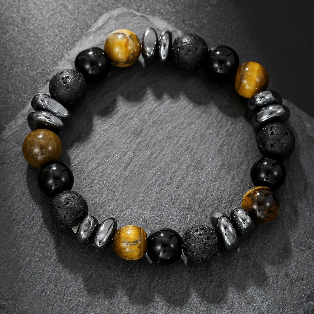 Volcanic Stone Tiger Eye Stone Bracelet for Couples